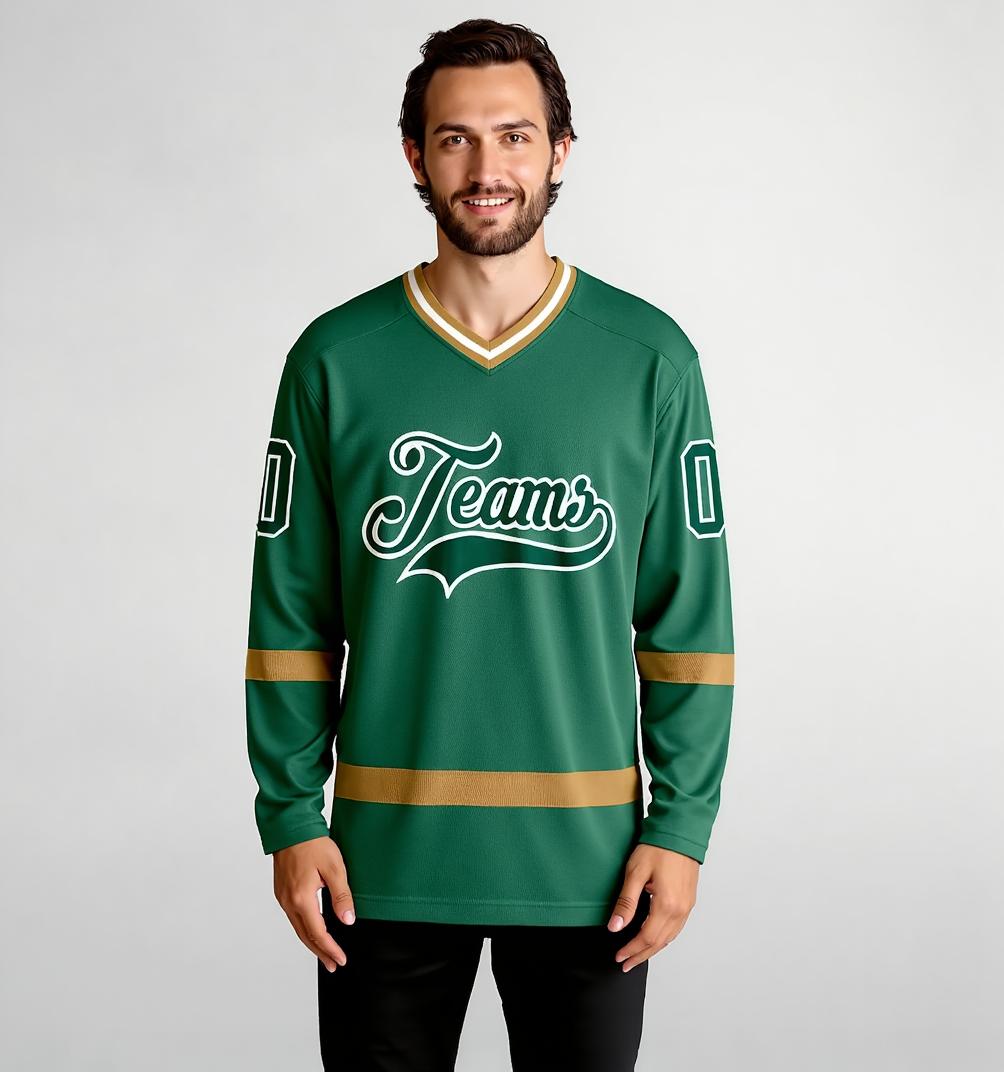 Custom Midnight Green & White Hockey Jersey