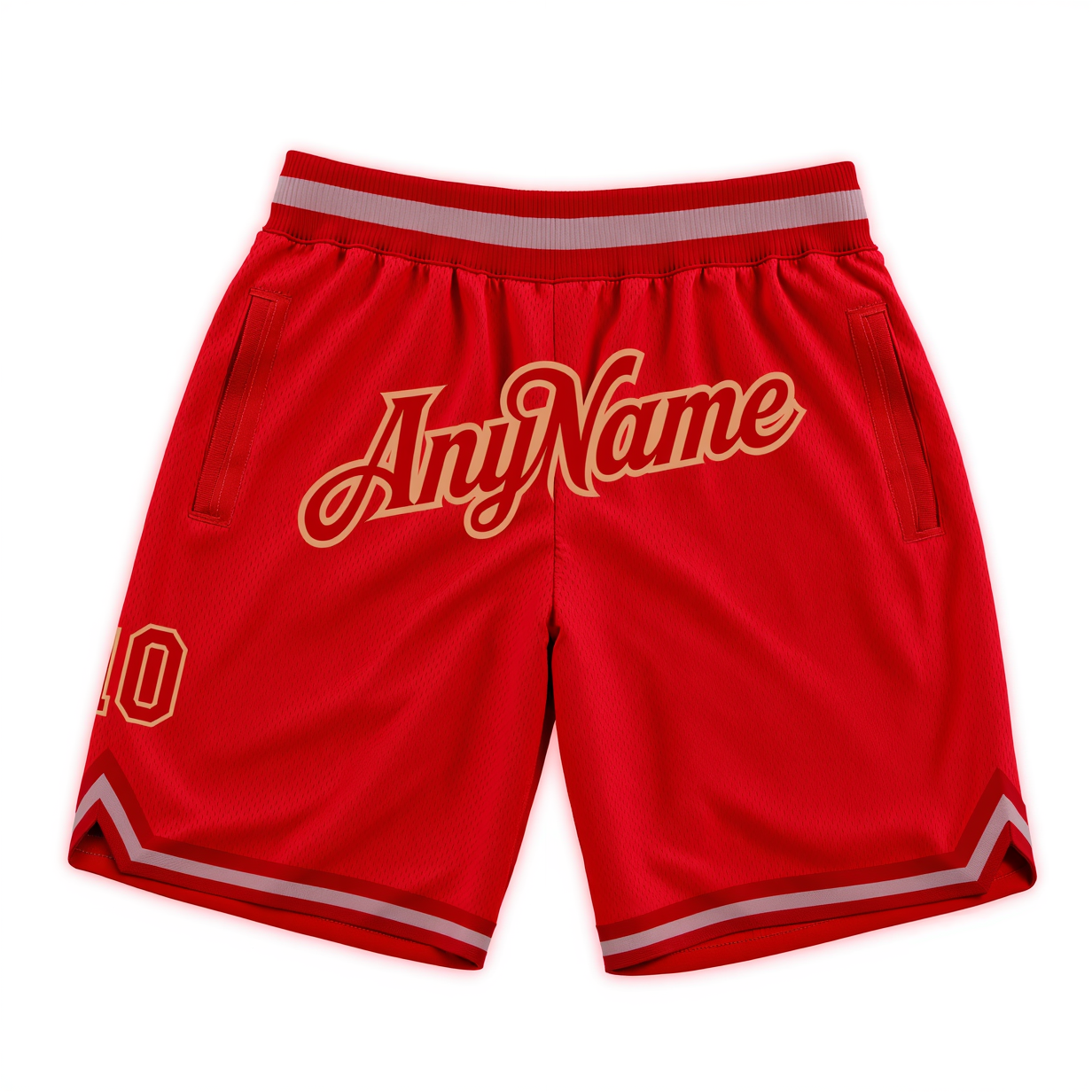 Custom Red & Beige/Grey Throwback Shorts