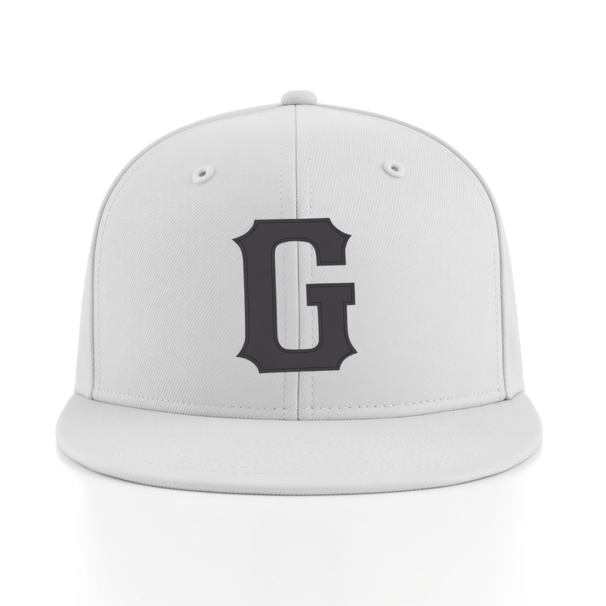 Custom White & Navy Blue Stitched Adjustable Snapback Hat