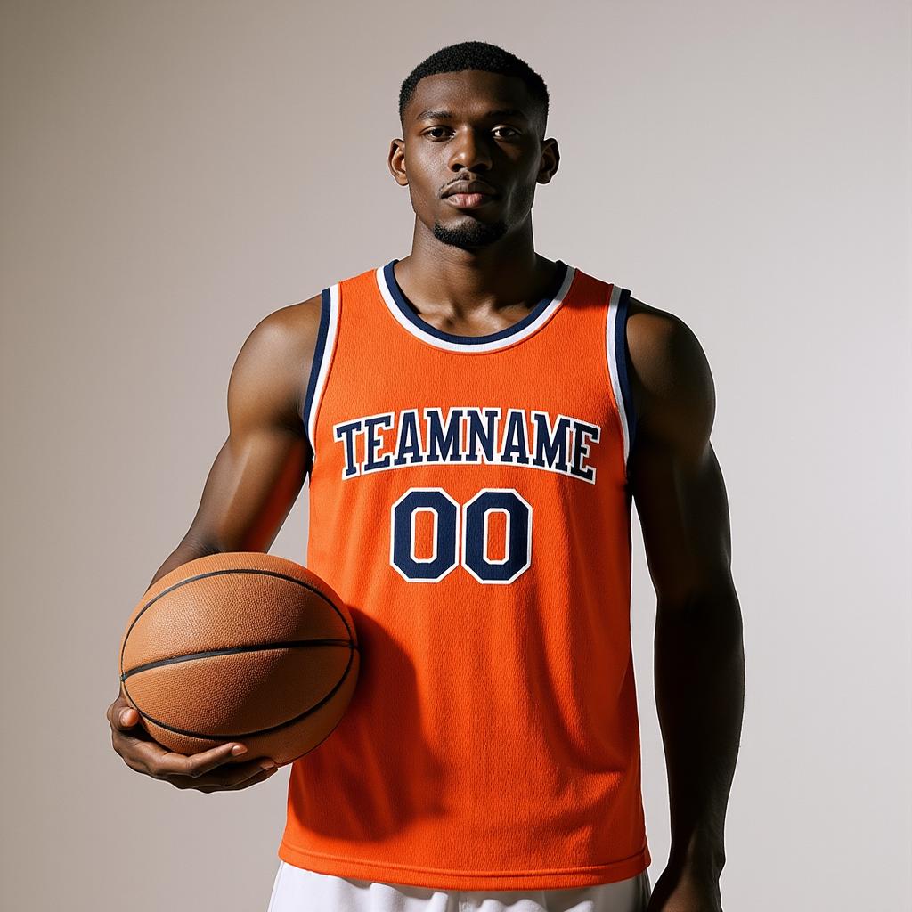 Custom Orange & Navy/White Basketball City Edition Jersey