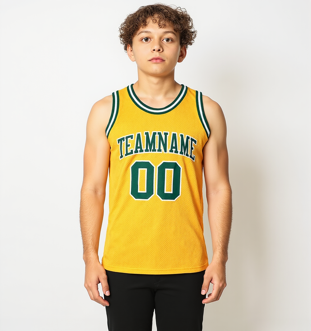 Custom Yellow & Green/White Basketball Throwback Jersey