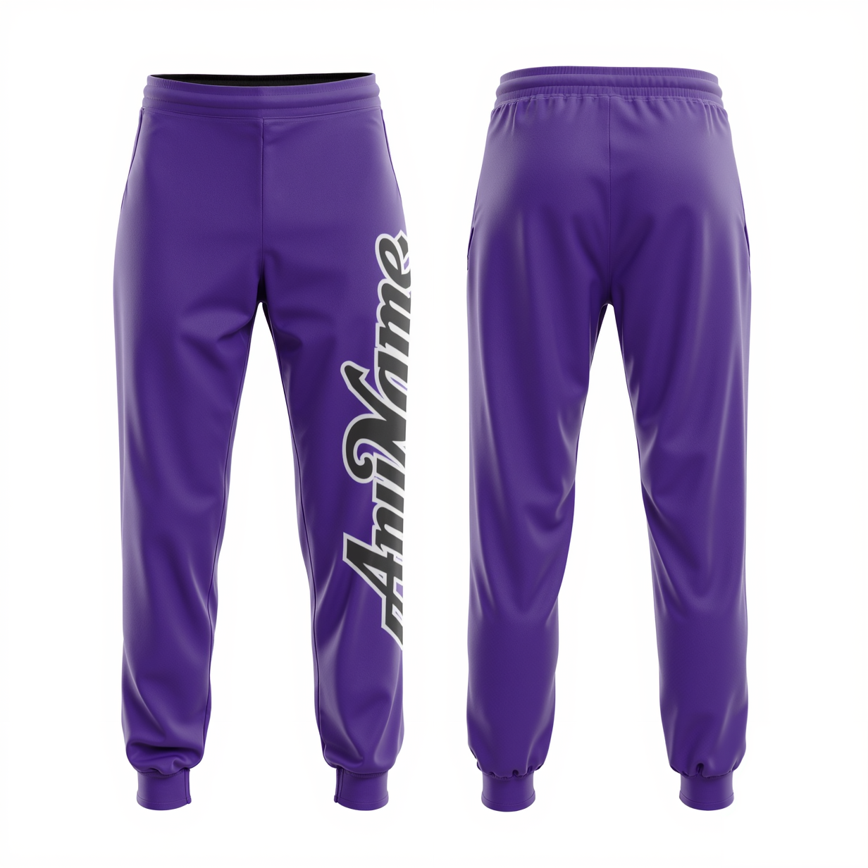 Custom Purple & Black/White Fleece Jogger Sweatpants