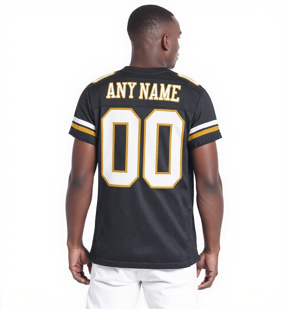 Custom Dark Grey & White/Gold Football Jersey