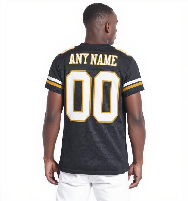 Custom Dark Grey & White/Gold Football Jersey