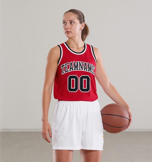 Custom Red & Black/White Basketball Throwback Jersey