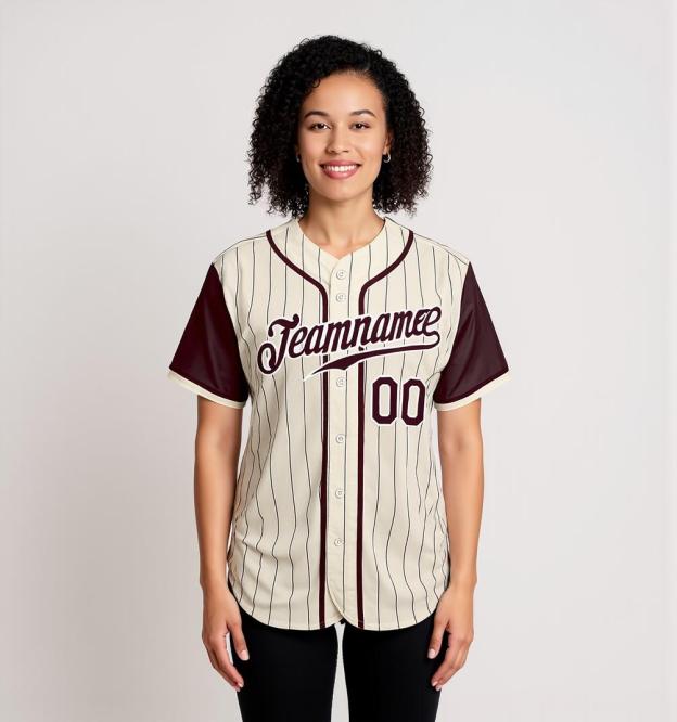 Custom White Black Pinstripes Brown&White Raglan Sleeves Baseball Jersey