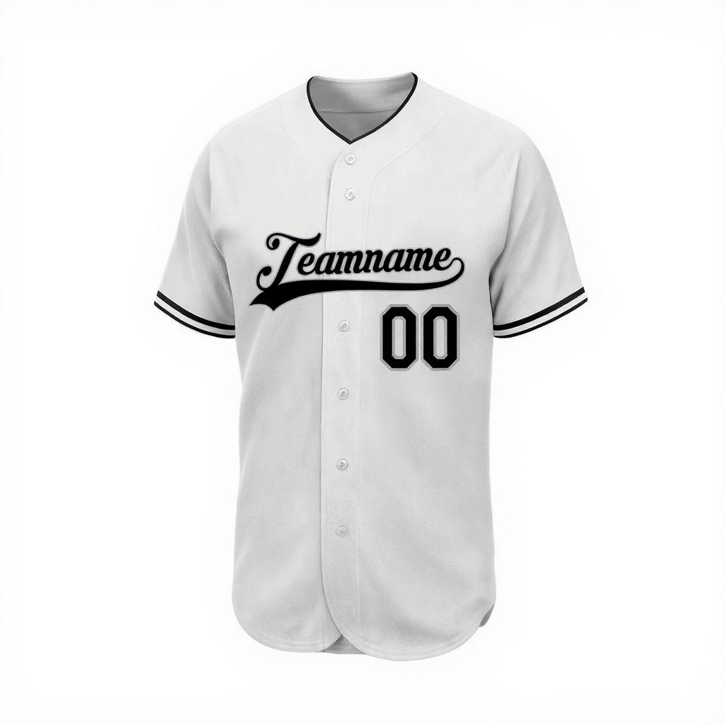 Custom White & Black-Grey Baseball Jersey