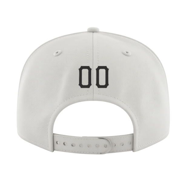 Custom White & Dark Grey/Sliver Stitched Adjustable Snapback Hat