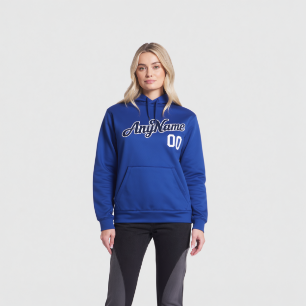 Custom Blue & Royal/White Pullover Sports Sweatshirt Hoodie