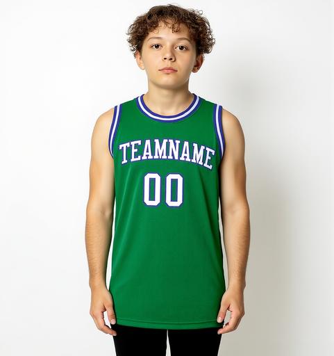 Custom Kelly Green & White/Blue Basketball City Edition Jersey