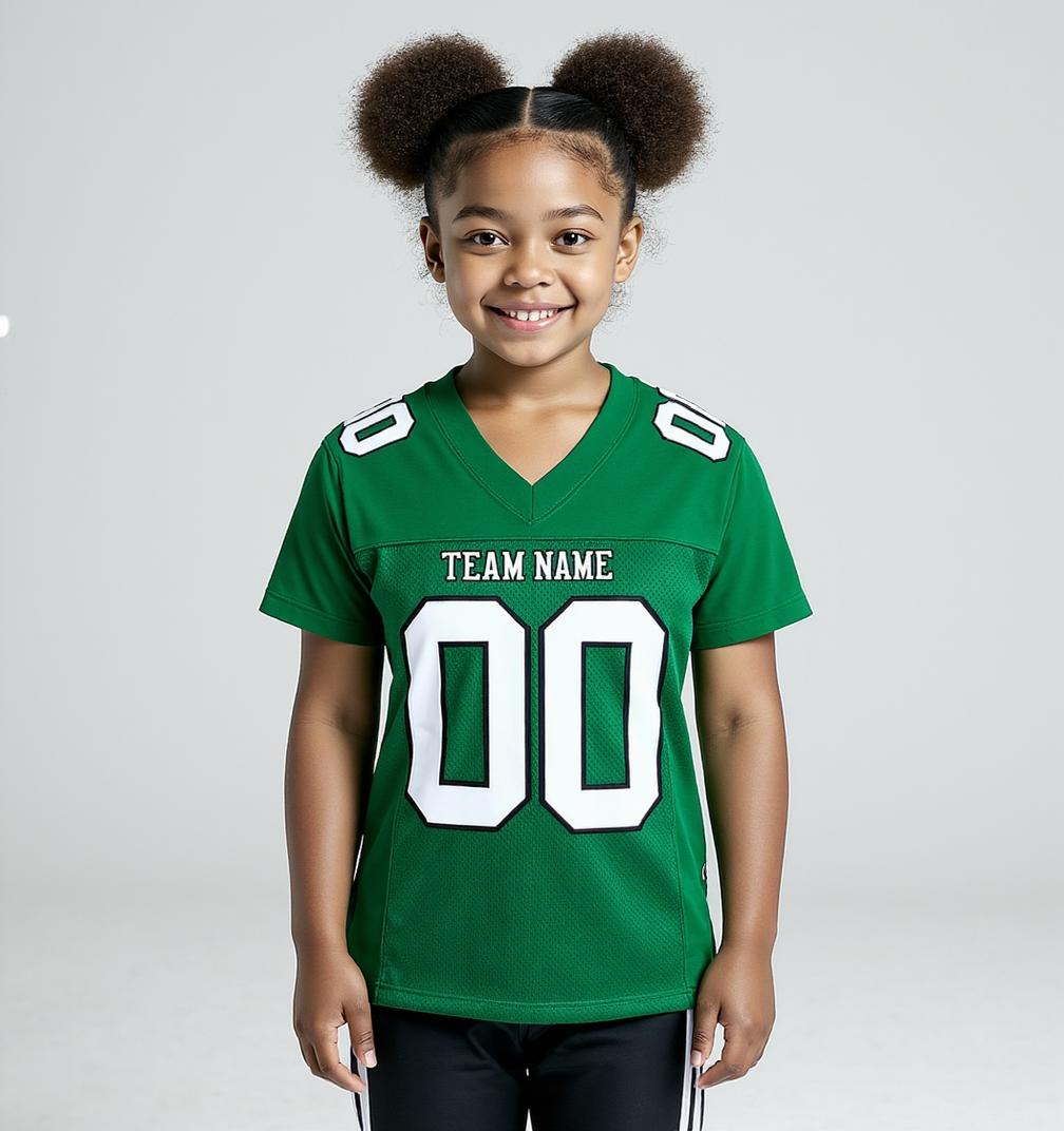Custom Kelly Green & White/Black Football Jersey