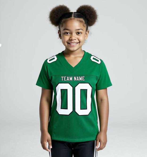 Custom Kelly Green & White/Black Football Jersey