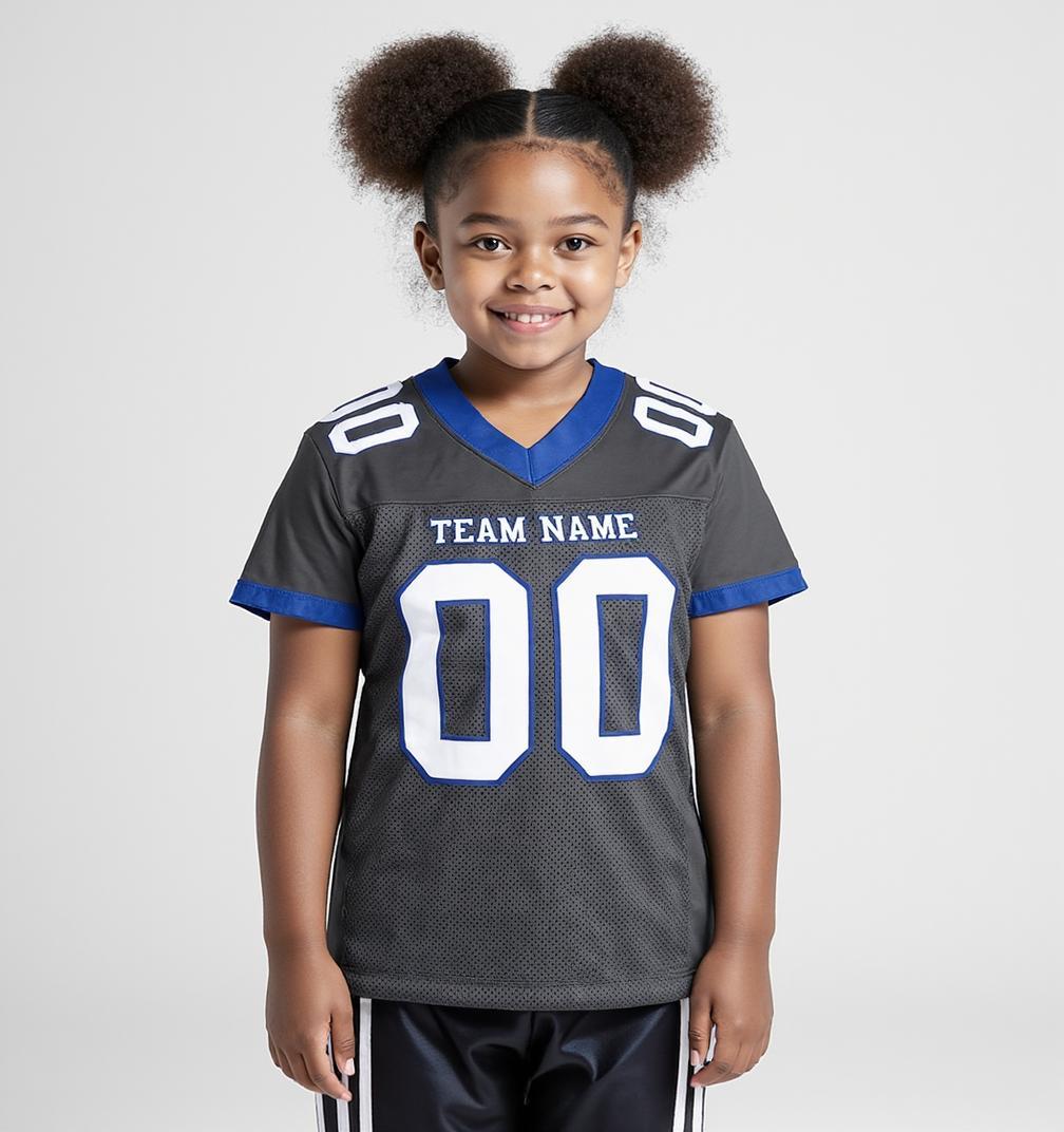 Custom Dark Grey & White/Royal Football Jersey