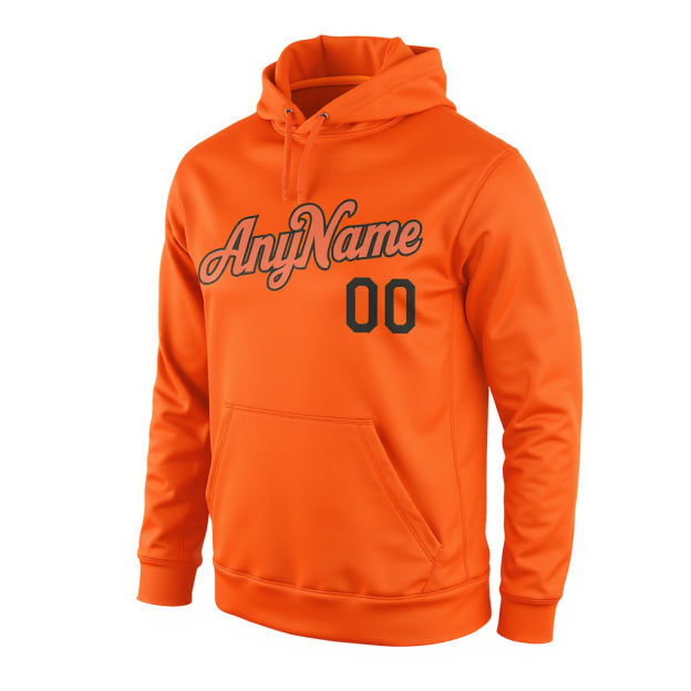 Custom Orange & Pink/Black Pullover Sports Sweatshirt Hoodie