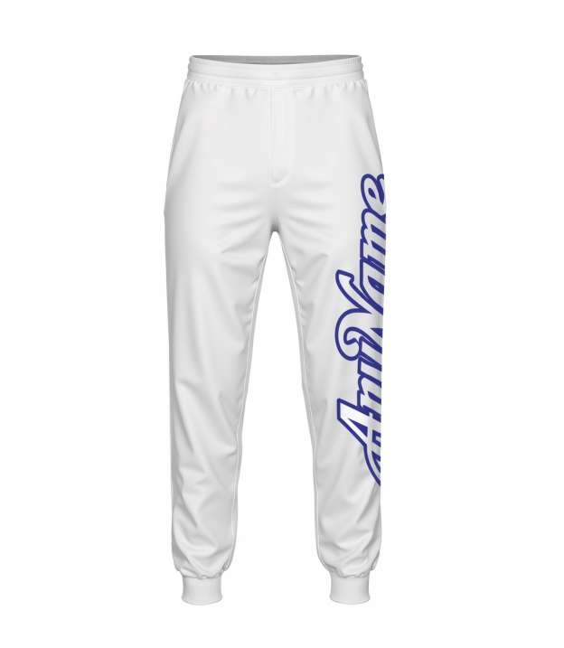 Custom White & Royal Fleece Jogger Sweatpants