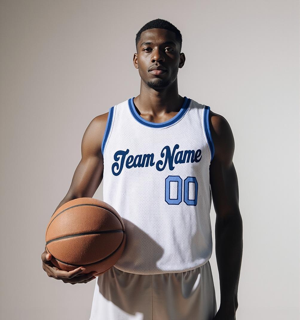 Custom White & Navy Basketball City Edition Jersey