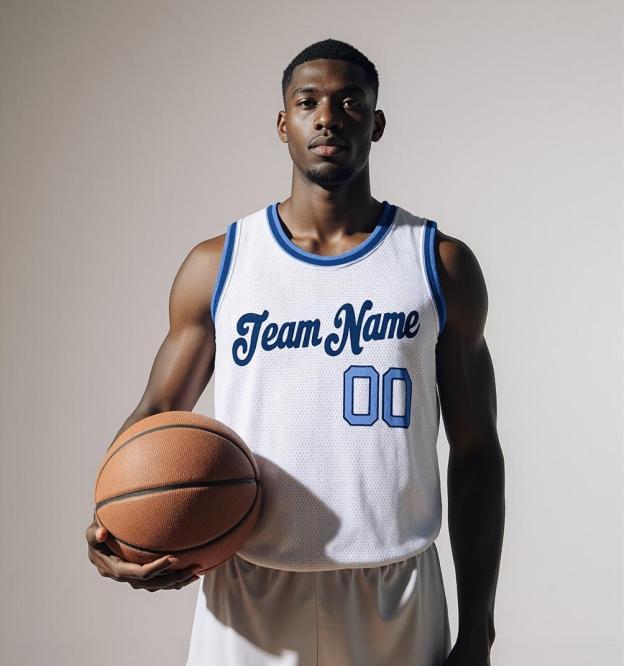 Custom White & Navy Basketball City Edition Jersey