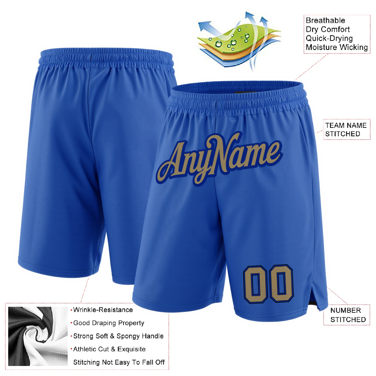 Custom Royal Blue & Grey/Black Shorts