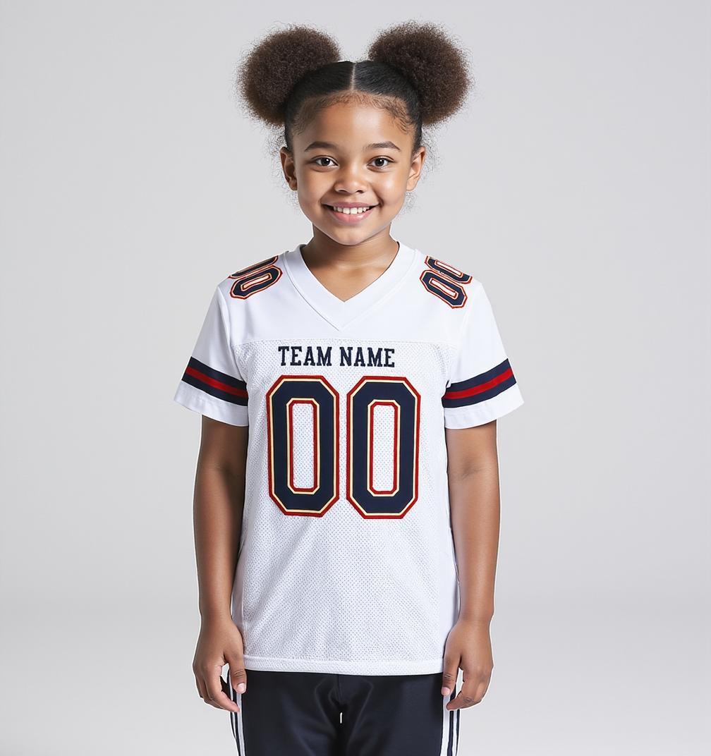 Custom White & Navy&Red Football Jersey