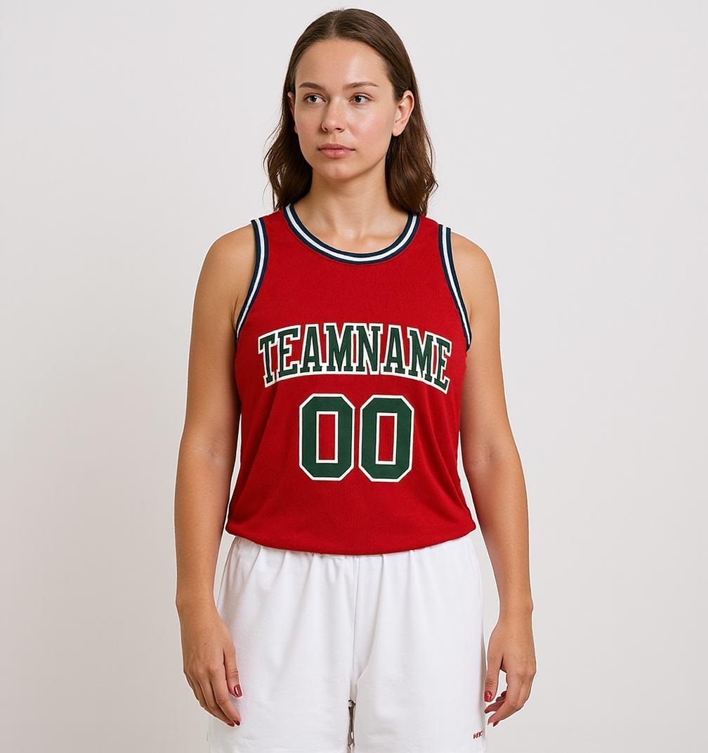 Custom Red & Green/White Basketball Throwback Jersey