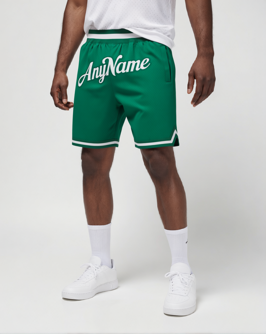 Custom Green & White Throwback Shorts