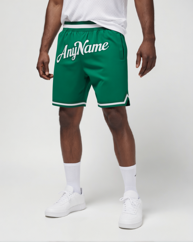 Custom Green & White Throwback Shorts