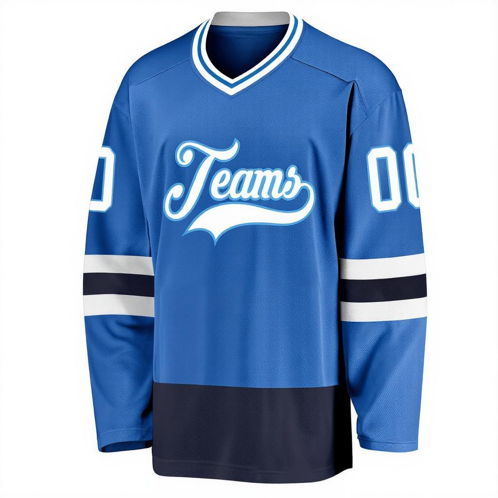 Custom Royal Blue & White Hockey Jersey
