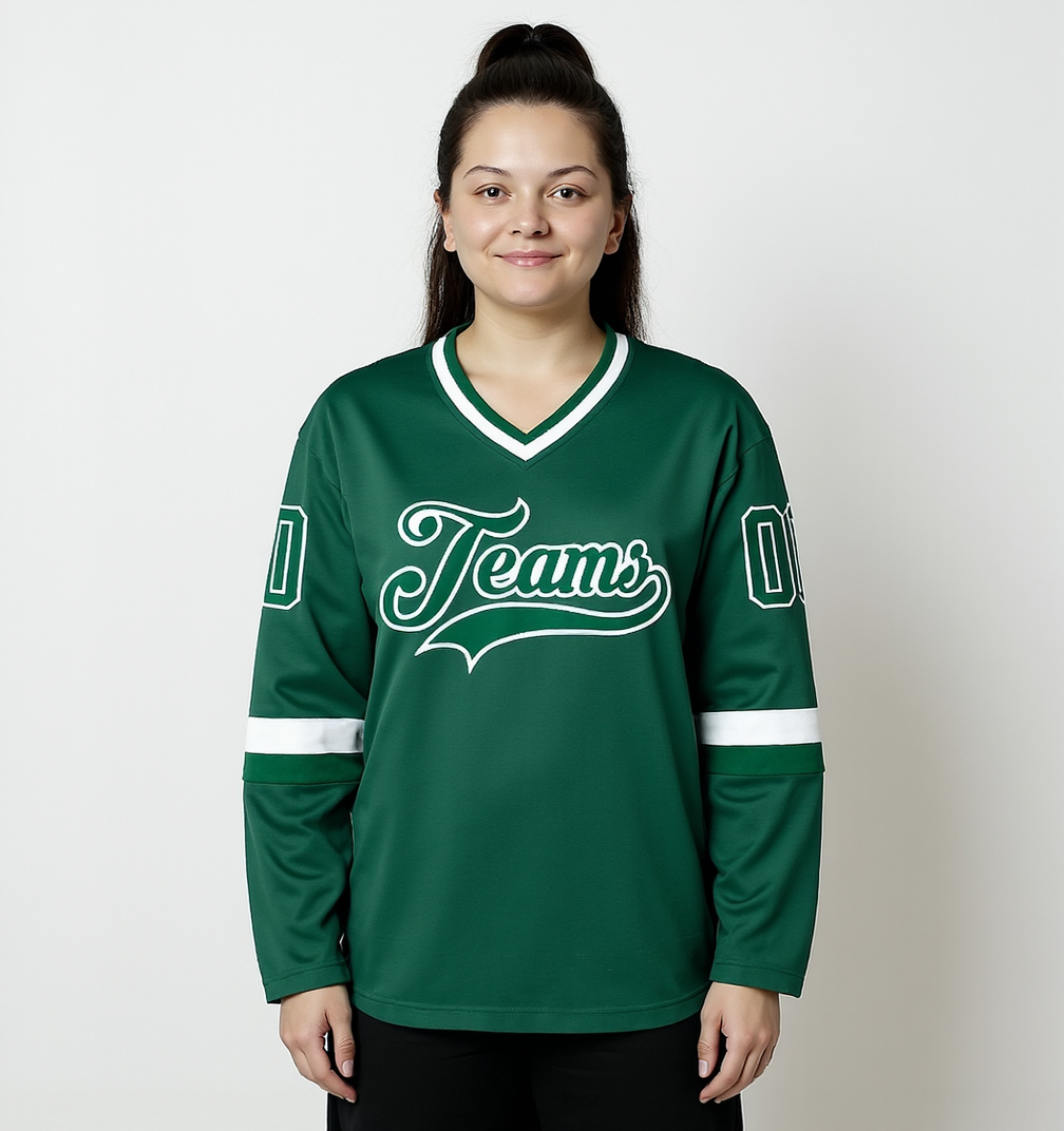 Custom Midnight Green & White Hockey Jersey