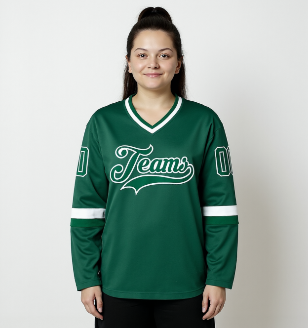 Custom Midnight Green & White Hockey Jersey