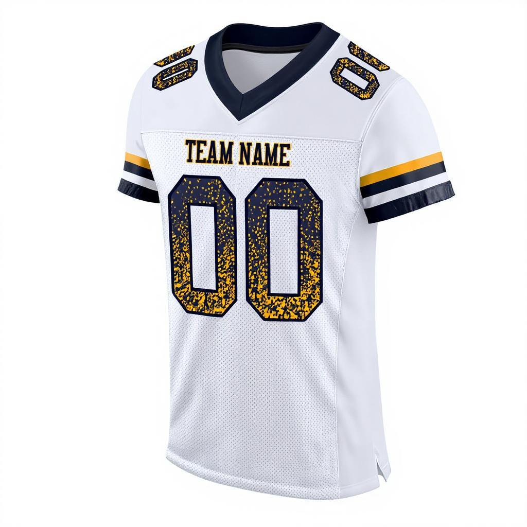 Custom White & Navy/Gold Drift Fashion Football Jersey