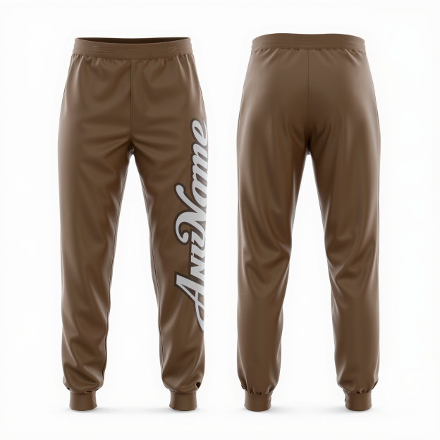 Custom Brown & White/Black Fleece Jogger Sweatpants