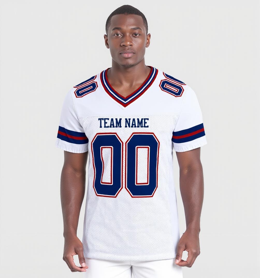 Custom White & Red/Navy Football Jersey