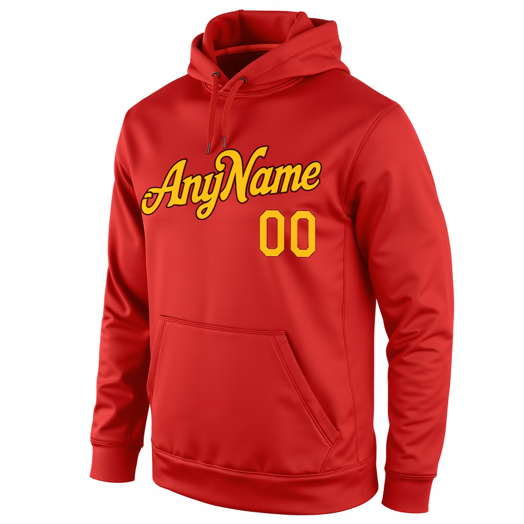 Custom Red & Yellow/Black Pullover Sports Sweatshirt Hoodie