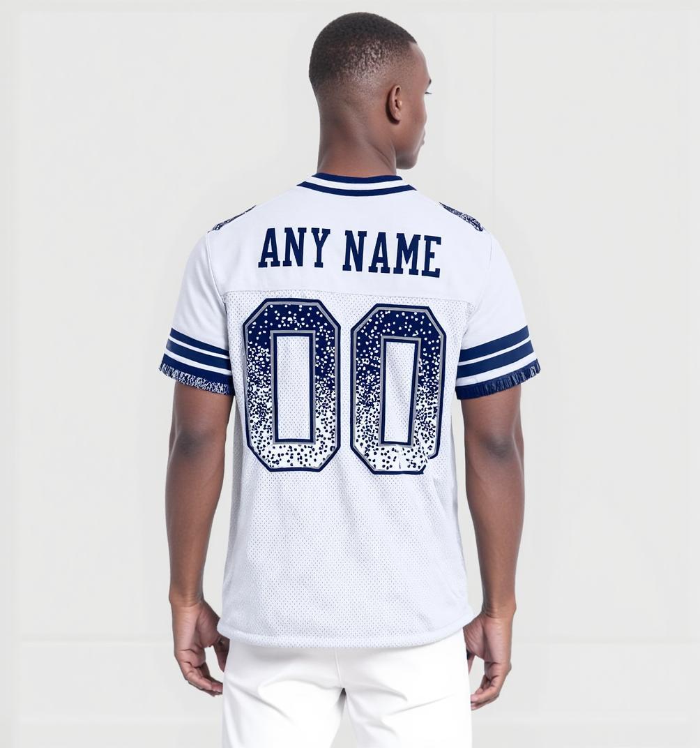Custom White & Navy/White Drift Fashion Football Jersey