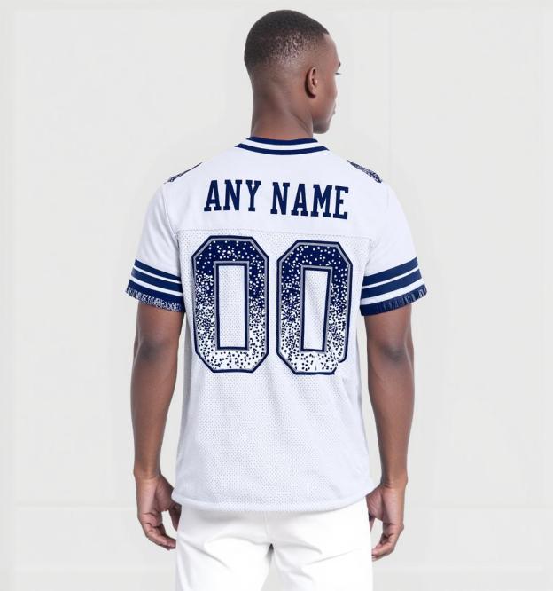 Custom White & Navy/White Drift Fashion Football Jersey