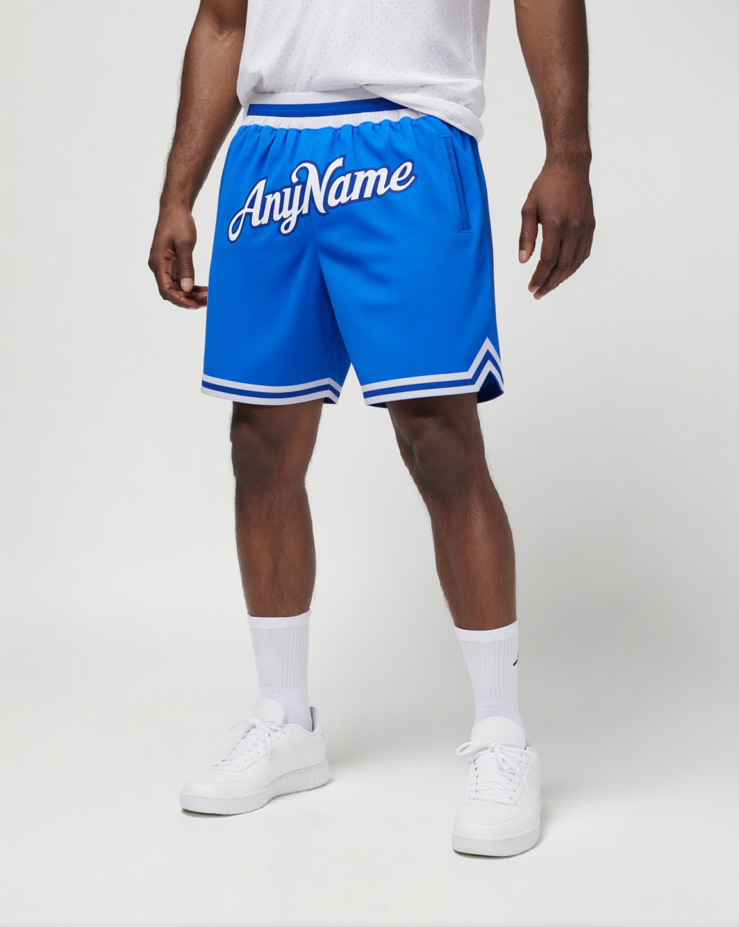 Custom Royal Blue & Grey Throwback Shorts