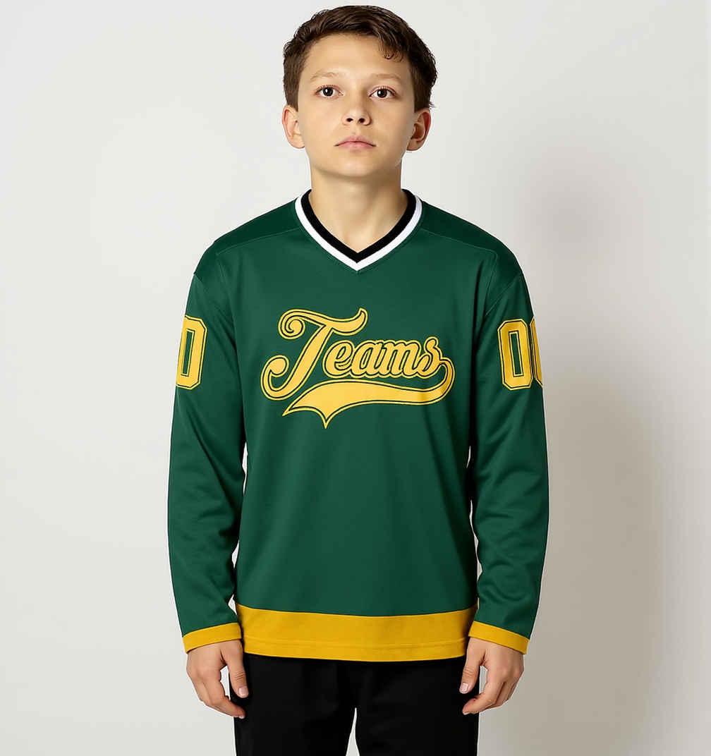 Custom Midnight Green & Gold Hockey Jersey