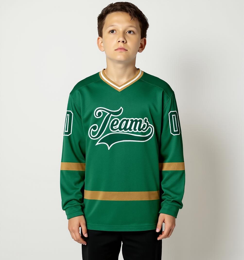 Custom Midnight Green & White Hockey Jersey
