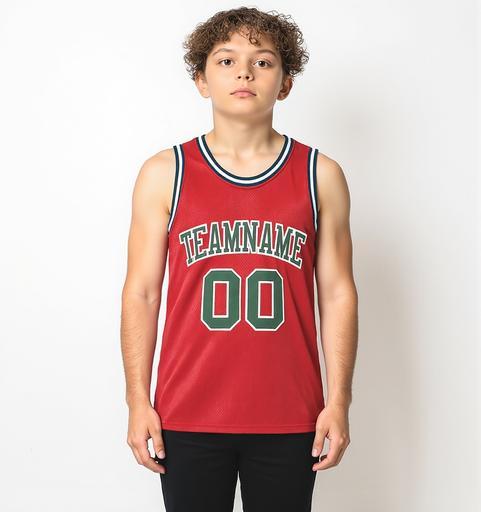 Custom Red & Green/White Basketball Throwback Jersey