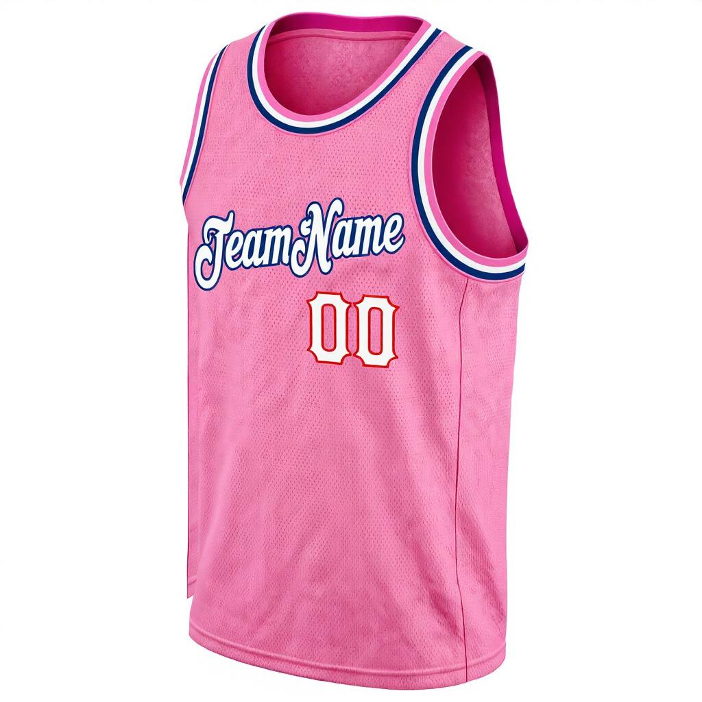 Custom Pink & White/Red Basketball City Edition Jersey