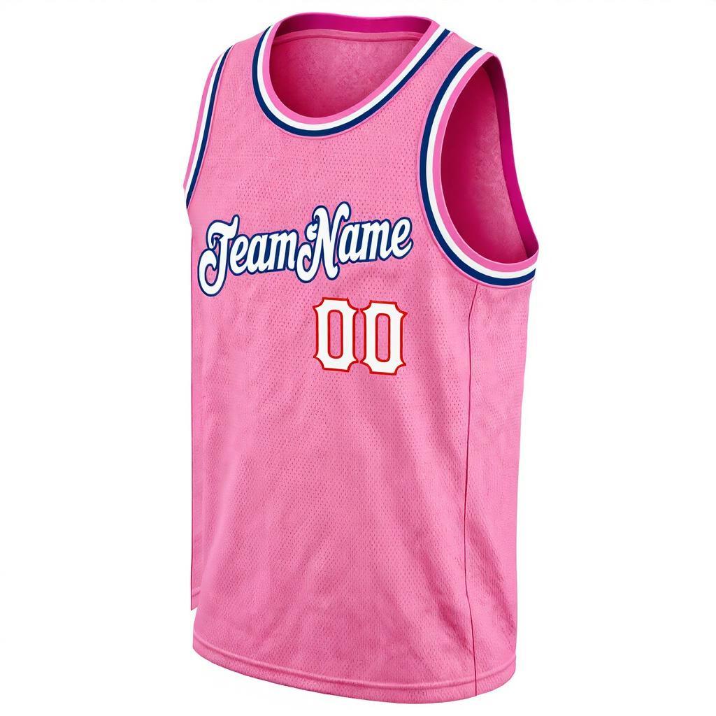 Custom Pink & White/Red Basketball City Edition Jersey