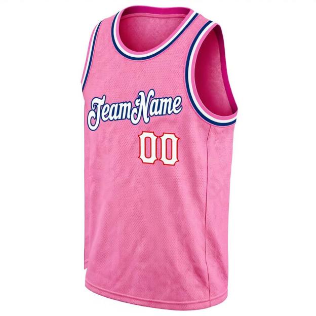 Custom Pink & White/Red Basketball City Edition Jersey