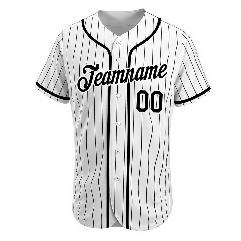 Custom White-Black Pinstripes Baseball Jersey