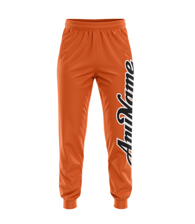 Custom Orange & Black/White Fleece Jogger Sweatpants