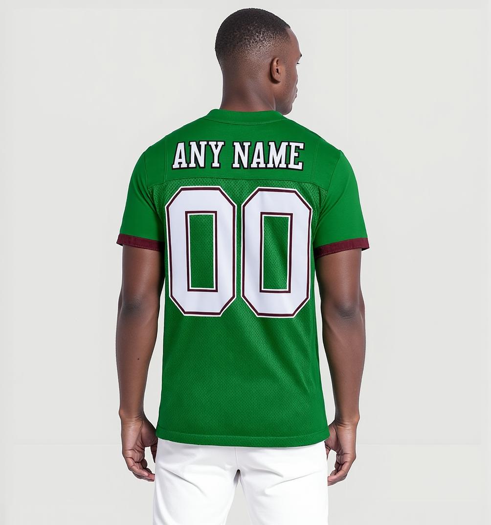 Custom Kelly Green & Grey/Burgundy Football Jersey