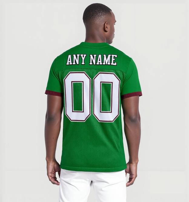 Custom Kelly Green & Grey/Burgundy Football Jersey