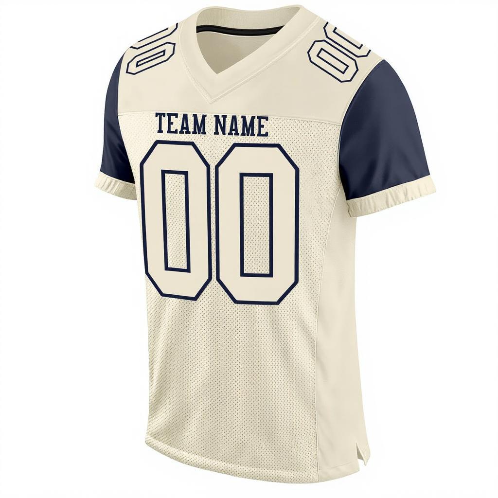 Custom Cream & Navy Football Jersey