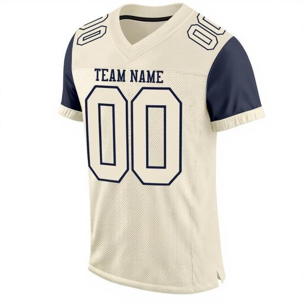 Custom Cream & Navy Football Jersey