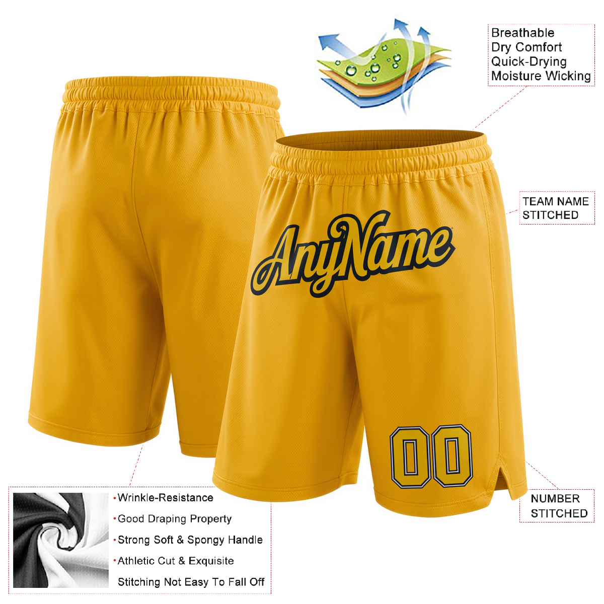 Custom Yellow & Black/White Shorts