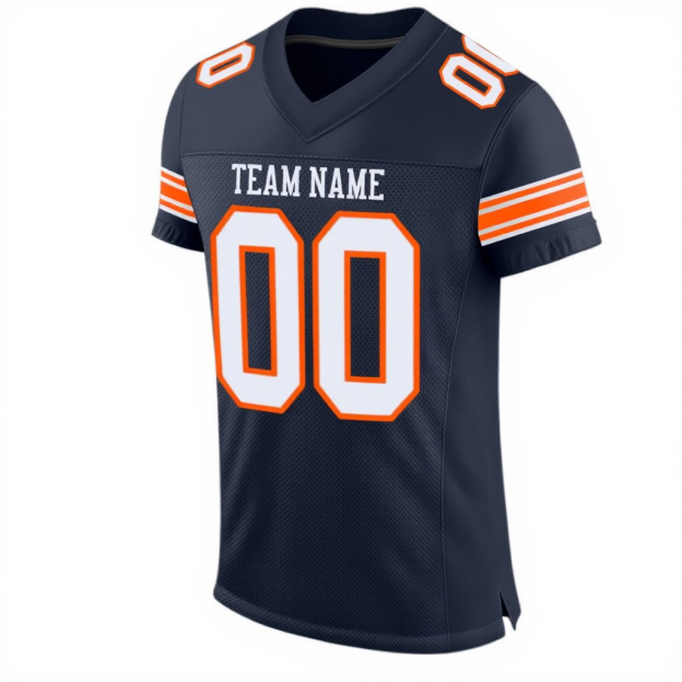 Custom Navy & White/Orange Football Jersey
